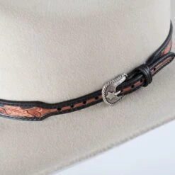 Black And Tan Floral Tooled Hatband