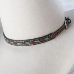 Turquoise Buckstitch Hatband