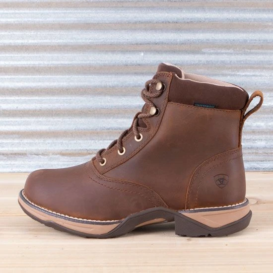 Ariat Distressed Brown Anthem Round Toe Lacer H20 Boots 4 Ariat Distressed Brown Anthem Round Toe Lacer H20 Boots - Image 2