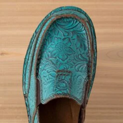 Ariat Turquoise Floral Embossed Cruisers -Western Cowboy Equipment Shop 10042526 toe