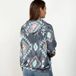Ella Charcoal Aztec Hoodie -Western Cowboy Equipment Shop 10943 alt2