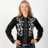 Black & White Embrodiered Floral Top 1 Black & White Embrodiered Floral Top -Western Cowboy Equipment Shop 11031
