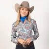 Blue And Orange Paisley Top -Western Cowboy Equipment Shop 11042