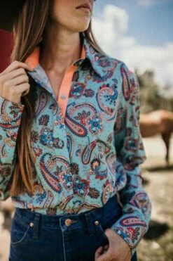 Blue And Orange Paisley Top -Western Cowboy Equipment Shop 11042 infl 2