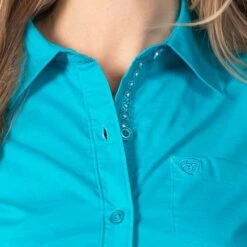 Ariat Kirby Stretch Turquoise Top -Western Cowboy Equipment Shop 12066 alt2v2