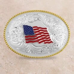 Montana Silversmiths USA Flag Buckle