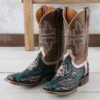 Tin Haul Turquoise Boho Feather Boots 1 Tin Haul Turquoise Boho Feather Boots -Western Cowboy Equipment Shop 141455