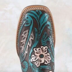 Tin Haul Turquoise Boho Feather Boots -Western Cowboy Equipment Shop 141455 toe