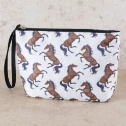 Lila Beige Horse Print Accessory Bag