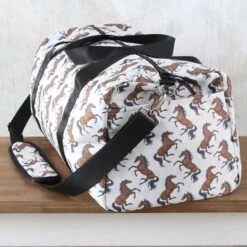 Lila Beige Horse Print Duffle Bag -Western Cowboy Equipment Shop 30418 end