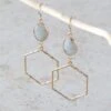 Arizona Nights Grey And Gold Hexagon Drop Earrings -Western Cowboy Equipment Shop 34486
