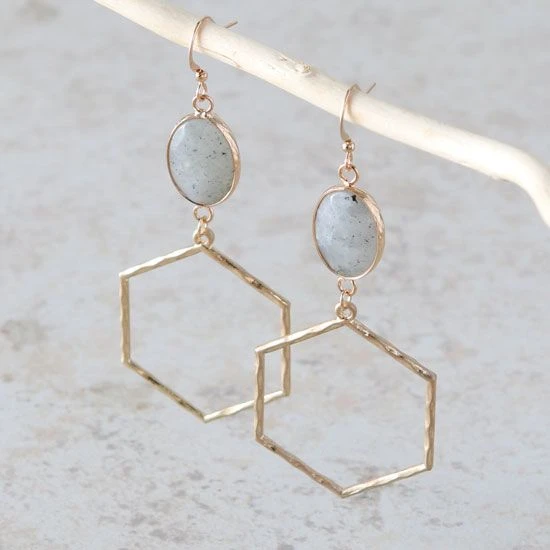 Arizona Nights Grey And Gold Hexagon Drop Earrings 3 Arizona Nights Grey And Gold Hexagon Drop Earrings