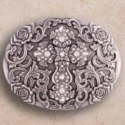 Floral Cross Buckle With Rhinestones