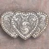 Triple Heart Buckle With AB Crystals -Western Cowboy Equipment Shop 37534