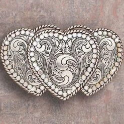 Triple Heart Buckle With AB Crystals