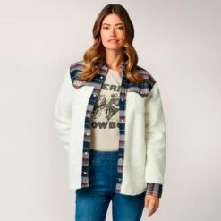 Wrangler Retro Sherpa And Plaid Boyfriend Top
