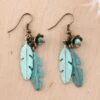 Wild Spirit Turquoise Feather Earrings -Western Cowboy Equipment Shop 50183