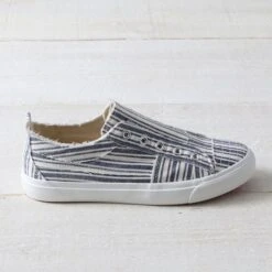 Corkys Navy Stripe Babalu Shoes -Western Cowboy Equipment Shop 510121N side