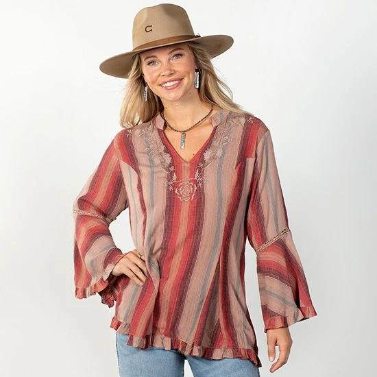 Elegant Floral Striped Top 4 Elegant Floral Striped Top - Image 2