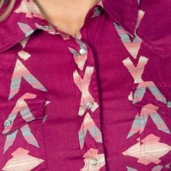 Roper Pink Geometric Print Top -Western Cowboy Equipment Shop 54889 alt2
