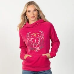 Roper Punchy Pink Steerhead Hoodie -Western Cowboy Equipment Shop 54890 alt1