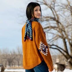 Wrangler Retro Rust Aztec Steerhead Sweater -Western Cowboy Equipment Shop 56454 infl 3