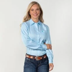 Cinch Light Blue Stripe Blouse