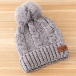 Gray Classic Pom Hat