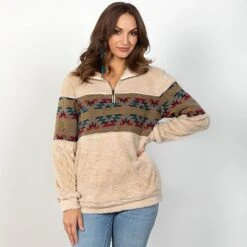 Southwest Aztec Sherpa Pullover