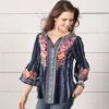 Flirty And Floral Navy Top