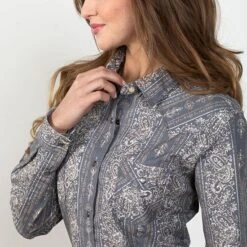 Panhandle Rough Stock Dark Grey Paisley Top -Western Cowboy Equipment Shop 67271 alt1