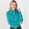 Pandhandle Rough Stock Turquoise Punchy Paisley Top -Western Cowboy Equipment Shop 67296
