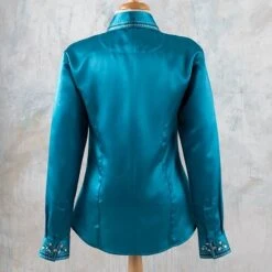 Turquoise Faux Button Bling Show Top -Western Cowboy Equipment Shop 70020 back