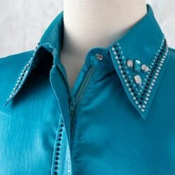 Turquoise Faux Button Bling Show Top -Western Cowboy Equipment Shop 70020 detail3