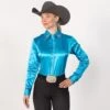 Turquoise Faux Button Bling Show Top -Western Cowboy Equipment Shop 70020 main