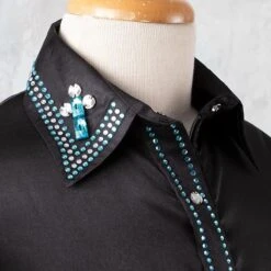 Black Faux Button Bling Show Top -Western Cowboy Equipment Shop 70021 detail1