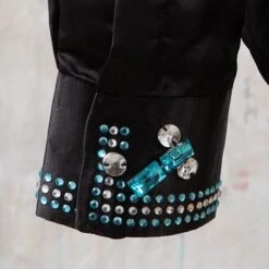 Black Faux Button Bling Show Top -Western Cowboy Equipment Shop 70021 detail2