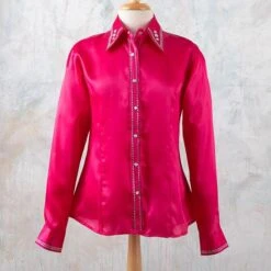 Magenta Faux Button Bling Show Top -Western Cowboy Equipment Shop 70023 1