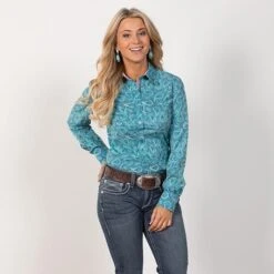 Teal Paisley Top -Western Cowboy Equipment Shop 70051 alt1