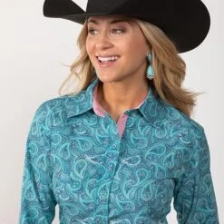 Teal Paisley Top -Western Cowboy Equipment Shop 70051 alt3