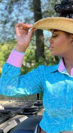 Teal Paisley Top -Western Cowboy Equipment Shop 70051 infl