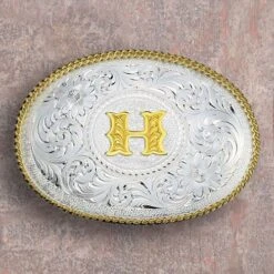 Montana Silversmiths Medium Initial Buckle -Western Cowboy Equipment Shop 700 h