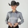 Embellished Sateen Grey Plum Show Blouse -Western Cowboy Equipment Shop 701510
