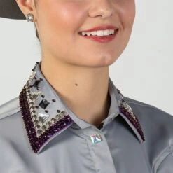 Embellished Sateen Grey Plum Show Blouse -Western Cowboy Equipment Shop 701510 alt3