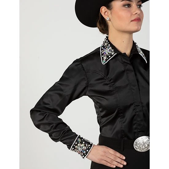 Embellished Black Flower Show Blouse 4 Embellished Black Flower Show Blouse - Image 2