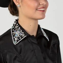Embellished Black Flower Show Blouse 8 Embellished Black Flower Show Blouse -Western Cowboy Equipment Shop 70152 alt2