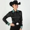 Embellished Sateen Black Copper Show Blouse -Western Cowboy Equipment Shop 70153
