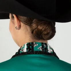 Teal And Black Rhinestone Show Blouse -Western Cowboy Equipment Shop 701599 alt2