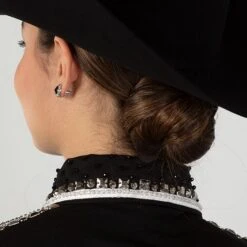 Black And White Rhinestone Zip Front Blouse -Western Cowboy Equipment Shop 701600 alt2