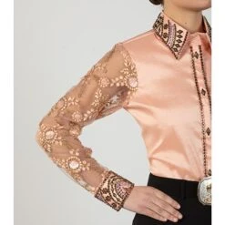 Blush Embellished Sheer Sleeve Show Blouse -Western Cowboy Equipment Shop 70169 alt2
